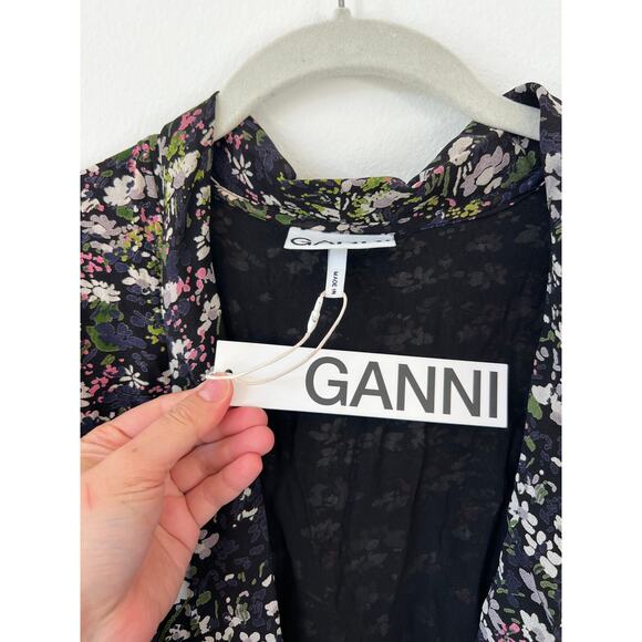 GANNI Floral Georgette Wrap Dress size 36 US 4 NWT - Picture 5 of 12